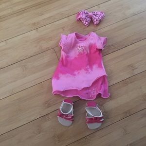 Retired American Girl pink Dress with AG shoes